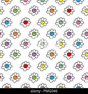 colored stylish seamless vector background with camomile flowers, small cute flowers. Stock Vector
