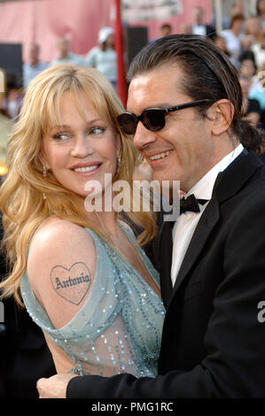 The Academy of Motion Picture Arts and Sciences Presents Academy Award performer Antonio Banderas arrives with his wife Melanie Griffith at the 77th Annual Academy Awards at the Kodak Theatre in Hollywood, CA on Sunday, February 27, 2005.   File Reference # 29997 002  For Editorial Use Only -  All Rights Reserved Stock Photo