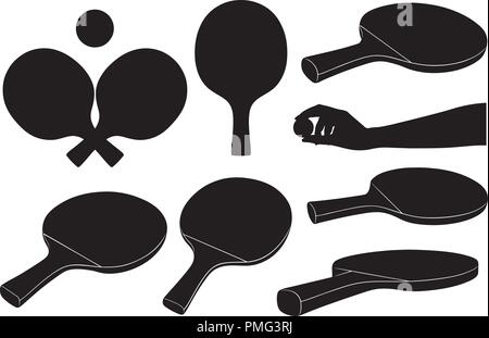 Set of different ping pong rackets isolated on white Stock Vector