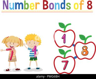 Number bonds of eight illustration Stock Vector