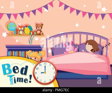 Girl sleeping in bedroom illustration Stock Vector Image & Art - Alamy