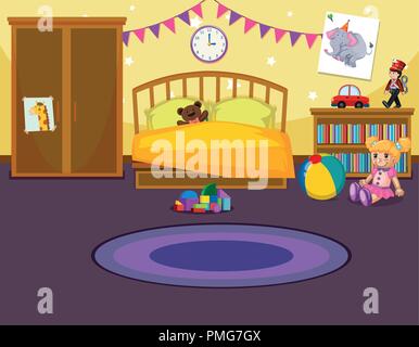 Interior of childs bedroom illustration Stock Vector