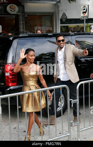 Jada Pinkett Smith and Will Smith at the Premiere of Columbia Picture's 'The Karate Kid'. Arrivals held at Mann Village Theatre in Westwood, CA, June 7, 2010.  Photo © Joseph Martinez/Picturelux - All Rights Reserved.  File Reference # 30280 030JM   For Editorial Use Only - Stock Photo