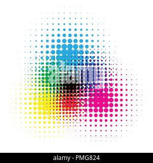 RGB and CMYK halftone vector illustration color Stock Vector