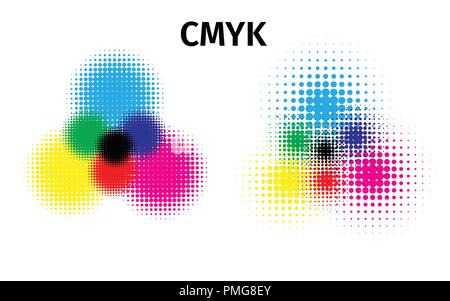 RGB and CMYK halftone vector illustration color Stock Vector