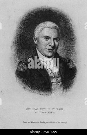 An engraving from a portrait of Arthur St Clair, he was a Scotland born ...