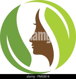 Woman face silhouette character illustration logo icon Stock Vector