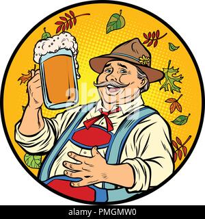 Oktoberfest old man with beer Stock Vector