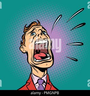 man screams. panic Stock Vector