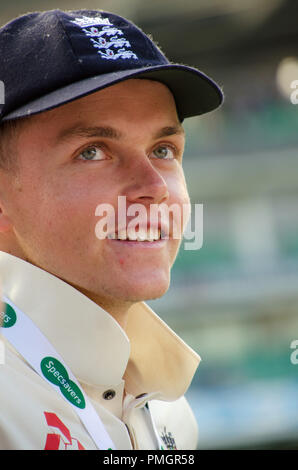 Kia Oval, London, UK. 11th Sept 2018. Specsavers England v India Test Match Cricket, 5th test, day 5; Sam Curran - England's Man of The Series
