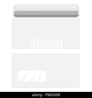 White left hand window self seal envelope, vector mock up Stock Vector