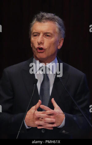 Buenos Aires, Argentina. 17th September 2018. BUENOS AIRES, 17.09.2018: Mauricio Macri, president of Argentina, opens the T20 Conference in CCK, this monday on Buenos Aires, Argentina. (Photo: Néstor J. Beremblum / Alamy News) Stock Photo