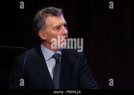 Buenos Aires, Argentina. 17th September 2018. BUENOS AIRES, 17.09.2018: Mauricio Macri, president of Argentina, opens the T20 Conference in CCK, this monday on Buenos Aires, Argentina. (Photo: Néstor J. Beremblum / Alamy News) Stock Photo