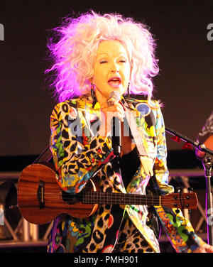September 16, 2018 - Cyndi Lauper performs during the Hawaii Five-O and Magnum P.I. Sunset On The Beach event on Waikiki Beach in Honolulu, Hawaii - Michael Sullivan/CSM Stock Photo