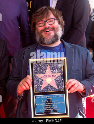 Los Angeles, USA. 18th Sep, 2018. Actor Jack Black attends his Hollywood Walk of Fame Star Ceremony in Los Angeles, the United States, on Sept. 18, 2018. Jack Black was honored with a star on the Hollywood Walk of Fame on Tuesday. Credit: Zhao Hanrong/Xinhua/Alamy Live News Stock Photo