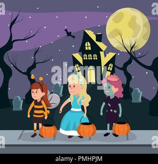 Kids and halloween custome Stock Vector