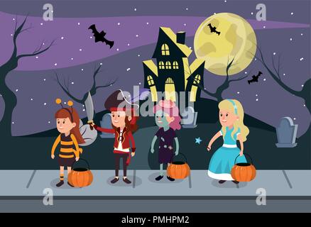 Kids and halloween custome Stock Vector