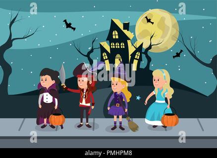 Kids and halloween custome Stock Vector