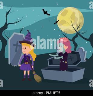 Kids and halloween custome Stock Vector