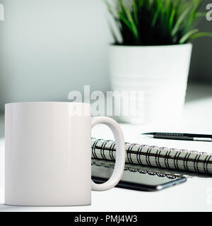 White coffee Mug Mockup. Great for overlaying your custom quotes and designs for selling mugs. Stock Photo