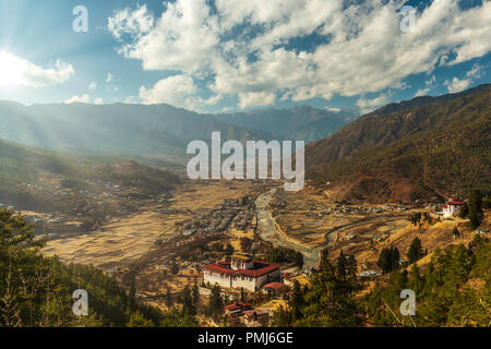 Cloudy Paro valley before sunset Stock Photo