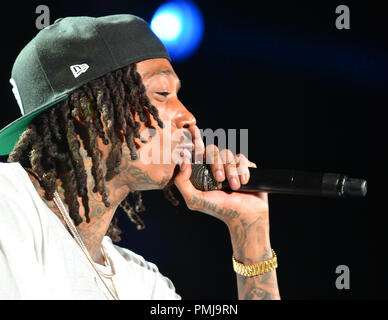 Wiz Khalifa and Rae Sremmurd perform on stage at Perfect Vodka Amphitheater  Featuring: Wiz Khalifa Where: Tamarac, Florida, United States When: 17 Aug 2018 Credit: JLN Photography/WENN.com Stock Photo