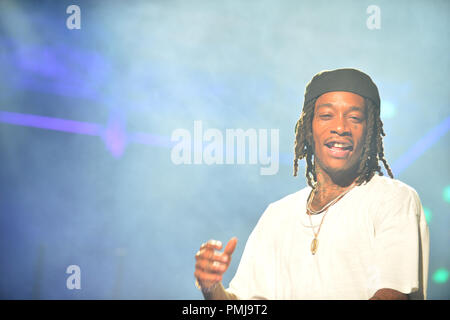 Wiz Khalifa and Rae Sremmurd perform on stage at Perfect Vodka Amphitheater  Featuring: Wiz Khalifa Where: Tamarac, Florida, United States When: 17 Aug 2018 Credit: JLN Photography/WENN.com Stock Photo