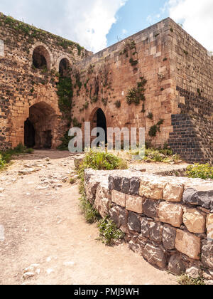 Krak des Chevaliers, formerly Crac de l'Ospital is a Crusader castle in Syria and one of the most important medieval castles in the world. Stock Photo