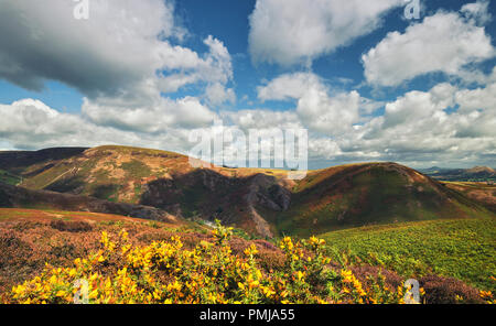 Dramatic clouds over Long Mynd Valley in Church Stretton, United Kingdom Stock Photo