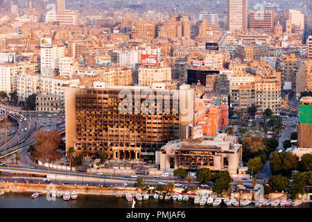 Aerial view of the head office of the former ruling national democratic party of Egypt in Cairo, Egypt Stock Photo