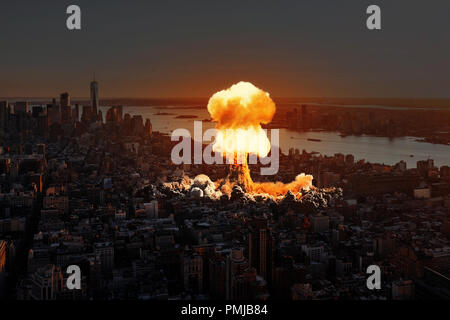 Nuclear explosion in the city. Stock Photo