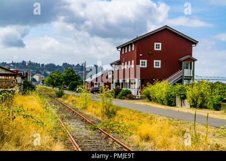 The Astoria Riverfront walking trail in Astoria Oregon Stock Photo