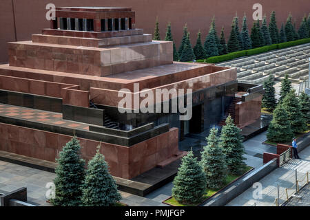 Aerial view of Lenin's Mausoleum on Red Square in the center of Moscow city, Russia Stock Photo