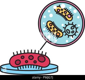 chemistry laboratory petri dish bacteries search Stock Vector