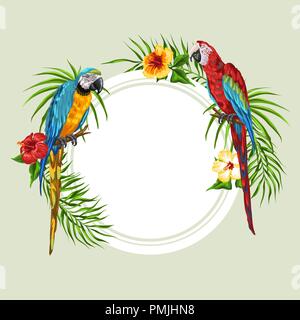 Tropical background with parrots. Stock Vector
