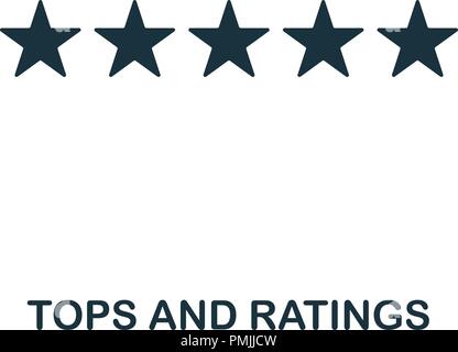 Tops And Ratings icon. Monochrome style design from smm icon collection. UI. Pixel perfect simple pictogram tops and ratings icon. Web design, apps, software, print usage. Stock Vector