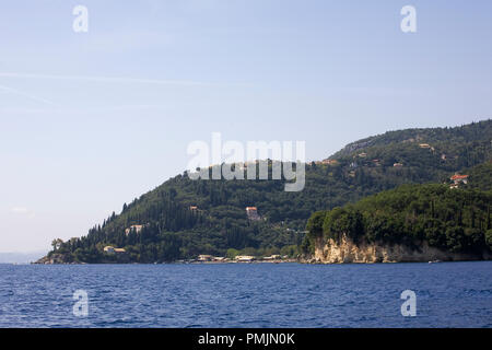 Agni Bay, Kalami from the sea, Corfu, Greece Stock Photo