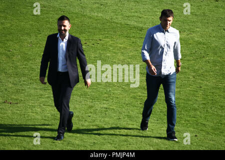 Velika Gorica, Croatia - 15th, September 2018 : First football Croatian league, game between Hnk Gorica and Dinamo. Coach of Gorica, Jakirovic Sergej  Stock Photo