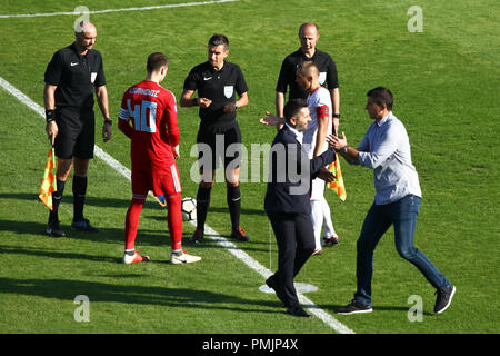 Velika Gorica, Croatia - 15th, September 2018 : First football Croatian league, game between Hnk Gorica and Dinamo. Coach of Gorica, Jakirovic Sergej  Stock Photo