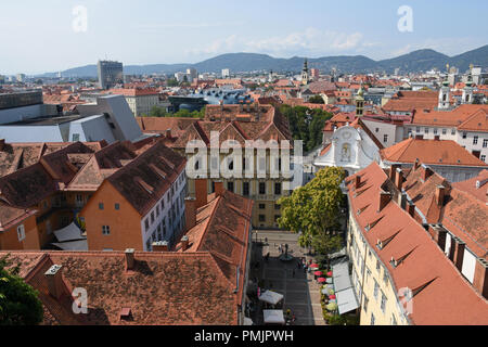 View of Graz from Schlossberg, Austria Stock Photo