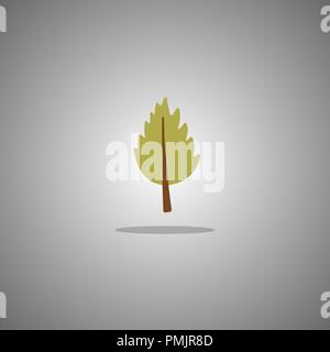 Birch leaf green. Vector illustration. Gray background with gradient. Stock Vector