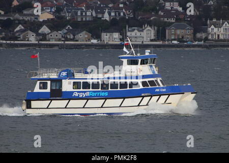 MV Ali Cat, a passenger ferry operated by Argyll Ferries on the Firth of Clyde, on the Gourock to Dunoon route. Stock Photo