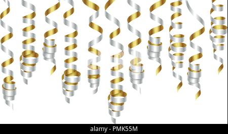 Party decorations blue and golden streamers Vector Image