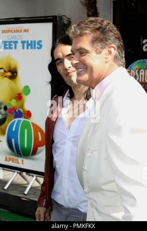 Russell Brand and David Hasselhoff at the premiere of Universal Pictures' 'HOP.' Arrivals held at Universal Studios Hollywood in Universal City, CA, March 27, 2011. Photo by: Richard Chavez / PictureLux Stock Photo