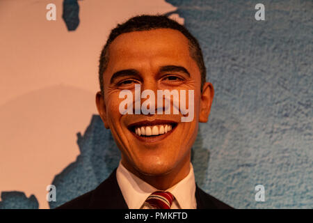 Barack Obama figure in Madame Tussauds Wax Museum in Amsterdam, Netherlands Stock Photo