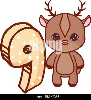 cute deer icon over background, vector illustration Stock Vector