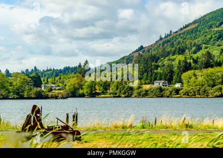 Scenes from Raymond, Washington State USA on the Willapa river Stock