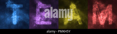 Word lettering TEAM Space stylized colorful Letters. TEAM banner Stock Photo