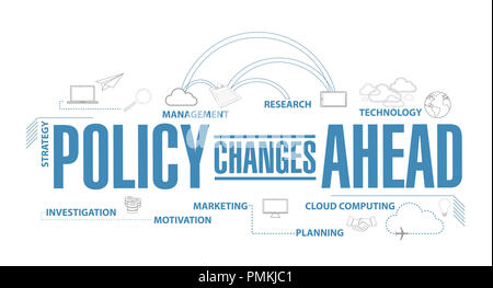 Policy changes ahead diagram plan concept isolated over a white background Stock Photo