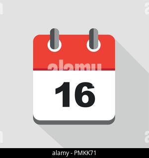 vector illustration of red calendar 16 icon EPS10 Stock Vector